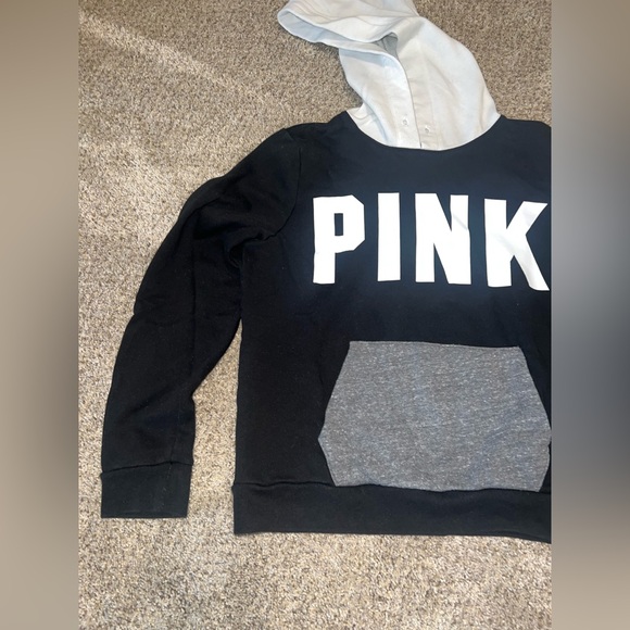 Black and White Colorblock PINK Hoodie - Picture 2 of 6